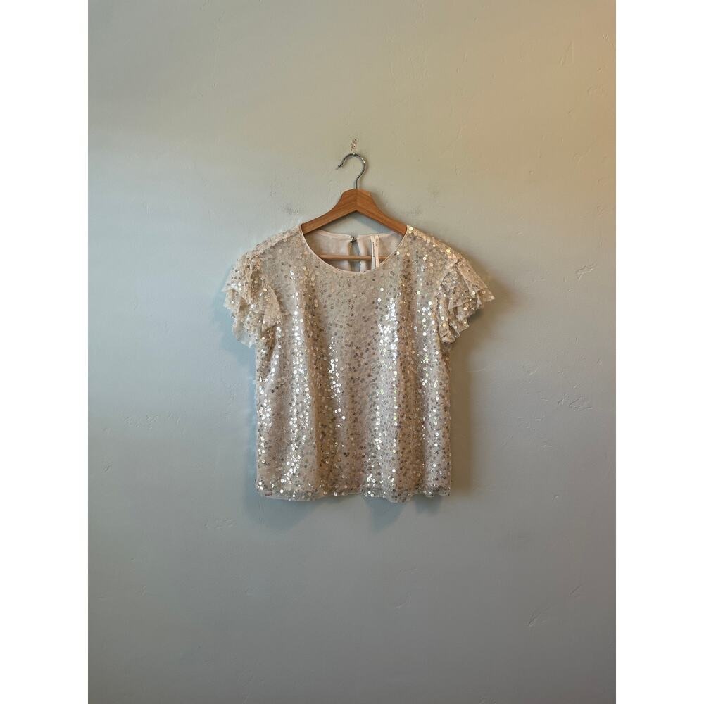 Anthropologie Off White Lace and Sequin Blouse